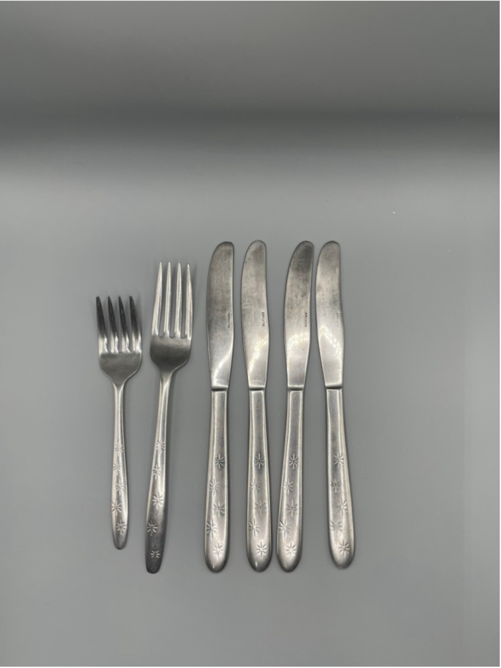 Armack Stainless Steel Flatware Set Silver Starburst Vintage MCM